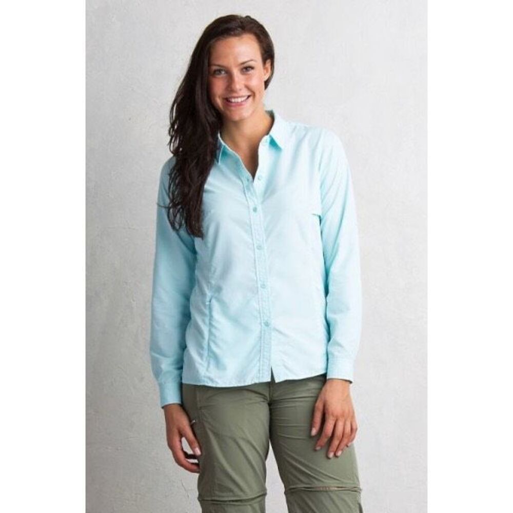 ✨REI Performance Sz Medium Blouse Womens Blue Vented Pockets✨